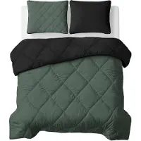 Royal Textile Couverture "Sleeptime Lazy" unie, vert/noir, 200 x 200 cm, avec housses de coussin