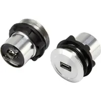 TRU COMPONENTS Micro USB femelle à encastrer, montage Micro USB-01 Micro USB femelle sur Micro USB mâle Contenu : 1, Câble + prise électronique, Argent