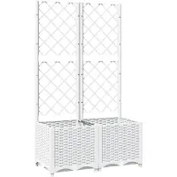 vidaXL Jardinière Avec Treillis Blanc 80x40x136 Cm Pp