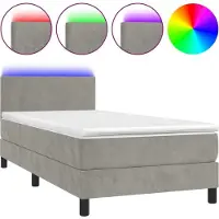 Syfax Sommier à lattes de lit avec matelas et LED Gris clair 90x190cm