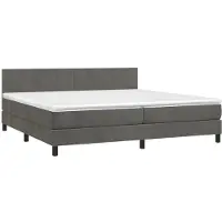 Syfax Sommier à lattes de lit et matelas Gris foncé 200x200cm Velours