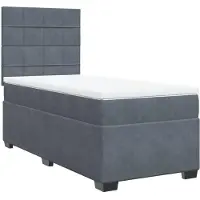 Syfax Sommier à lattes de lit et matelas Gris foncé 90x190 cm Velours