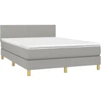 Syfax Sommier à lattes de lit avec matelas Gris clair 140x190cm Tissu
