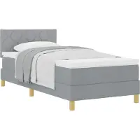 vidaXL Lit à sommier tapissier avec coussins, gris clair, 90 x 200 cm, tissu