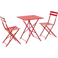 Oviala Table de jardin et 2 chaises acier rouge - Rome