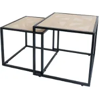 Mendler lot de 2 tables d'appoint HWC-N88, table basse table de salon, tressée aspect rotin