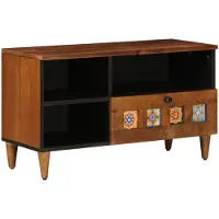 vidaXL Meuble TV avec étagère, noyer, 80 x 33 x 46 cm, bois massif de manguier