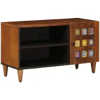 vidaXL Meuble TV avec porte Noyer 80 x 33 x 46 cm Bois massif Mango