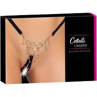 Cottelli - string ouvert avec ornement - dentelle noire - taille S-L