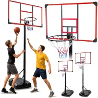 Zolta Panier de basket-ball sur pied avec panneau arrière extérieur, réglable en hauteur