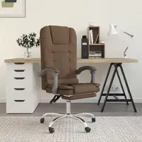 vidaXL Chaise de bureau avec fonction de massage Marron Tissu - Chaise de bureau avec fonction de massage - Chaise de bureau électrique
