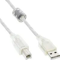 InLine 34518 Câble USB 2.0, A à B, transparent, avec noyau en ferrite, 2m