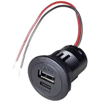 Procar Alimentation double prise USB-C/A, Adaptateur pour véhicule, Noir