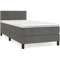 Syfax Sommier à lattes de lit et matelas Gris foncé 90x190 cm Velours
