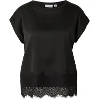 Vila Ellette Full Satin Lace Top Short Sleeve Blouse Noir 36 Femme
