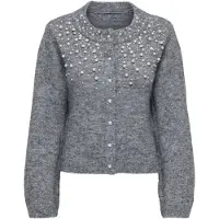 ONLY Cardigan 'ONLMIGGIE' gris chiné / blanc perle