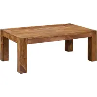 FineBuy Table basse en bois massif de Sheesham 110cm - Table de salon rectangulaire en bois véritable - Table de salon faite main au design rustique