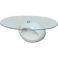 vidaXL Table basse avec plateau en verre ovale blanc brillant