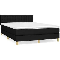 vidaXL Lit boxspring avec matelas noir 140x200 cm Tissu