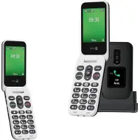 Doro Leva E30, téléphone à clapet avec grandes touches, 4G, noir et blanc