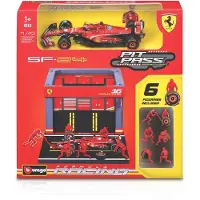 Bburago Figure Set Box Ferrari Sf23 Carlos Sainz With 6 Mechanics