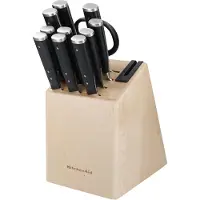 KitchenAid Ensemble de couteaux, 11 pièces - Acier au carbone japonais de haute qualité - Bloc de bouleau -
