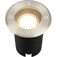 Telefunken Lampe encastrée dans le sol, étanche IP67, verre trempé, couleur argent, Dimensions : Ø10 x 11,5 cm