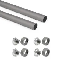 Emuca Round Wardrobe Rails Set 0.75 M 2 Units Gris
