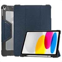 Accezz Coque tablette Rugged Trifold pour Apple iPad 11 (2025) 11 pouces A16 / iPad 10 (2022) 10.9 pouces - Bleu foncé