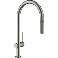 Hansgrohe Robinet de cuisine Talis M54, monocommande, hauteur 210 mm, douchette extractible, 2 jets, finition noir chromé brossé