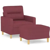 Syfax Fauteuil avec repose-pied Rouge bordeaux 60 cm Tissu