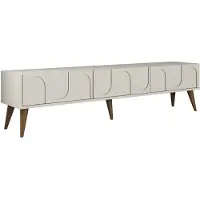 Hannah Home Meuble TV en bois "Lyon" - 180 x 35 x 44 cm - CrèmeNoix