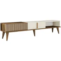 Hannah Home Meuble TV en bois "Milan" - 180 x 35 x 40 cm - Crème de noix
