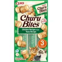 Ciao Churu Bites Cat Treat Aliment humide avec garniture crémeuse au poulet et thon 3x10g