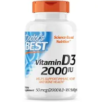 Doctors Best , Vitamine D3, 50 mcg (2 000 UI), 180 Gélules Molles
