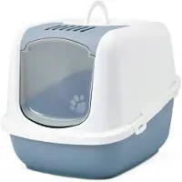 Savic Maison de toilette Nestor XXL bleu-gris/ blanc - pour chat