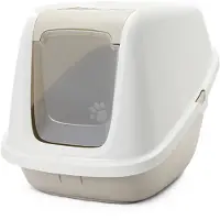 Savic Maison de toilette Nestor Giant pour chat - maison blanc / moka + 2 filtres de rechange + 6 sacs Bag it up