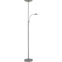 Brilliant LED Lèche-plafond ROSANNA à lumière blanche chaude | Lampadaire avec bras de lecture réglable et variateur rotatif en argent| Métal | 1,8m de hauteur | 26W | 2500 lumens | 3000 Kelvin