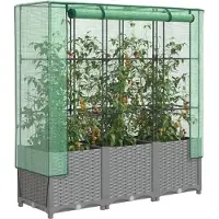 vidaXL Lit surélevé avec serre aspect rotin 120x40x138 cm