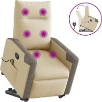 Syfax Fauteuil inclinable de massage Crème Tissu