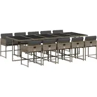 vidaXL Ensemble de jardin 11 pièces avec coussins Gris Poly rotin