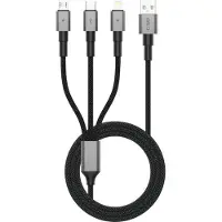 TechProtection UltraBoost DNA 3in1 USB-C / Micro-USB / Lightning Kabel 120 cm - grau (1.20 m, 15 W)