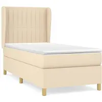 Syfax Sommier à lattes de lit avec matelas Crème 100x200 cm Tissu