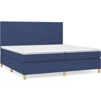 Syfax Sommier à lattes de lit avec matelas Bleu 200x200 cm Tissu