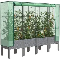 vidaXL Lit surélevé avec serre aspect rotin 160x40x140 cm