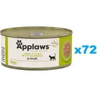 Applaws Cat Tin Adult - Filet de thon avec algues en bouillon - 72x156 g