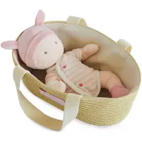 Doudou et Compagnie Couffin blanc,rose 28cm (MQ3) **