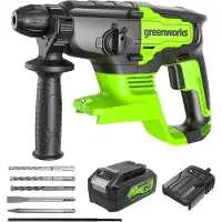 Greenworks Perforateur SDS Brushless 24V - 2 joules - Batterie 4,0Ah et chargeur - GD24SDS2K4