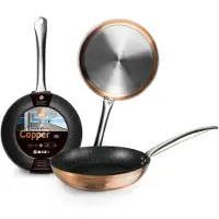 Ibili Natura Copper poêle à frire, 30 cm de diamètre maxi, aluminium, adapté à l'induction, revêtement anti-adhésif