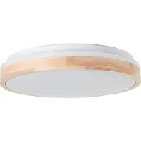 Brilliant Plafonnier LED moderne BRODSKY | Ø 38 cm Plafonnier en bois durable| L| 24W 2500 lumens 3000 Kelvin | bois/métal/plastique
